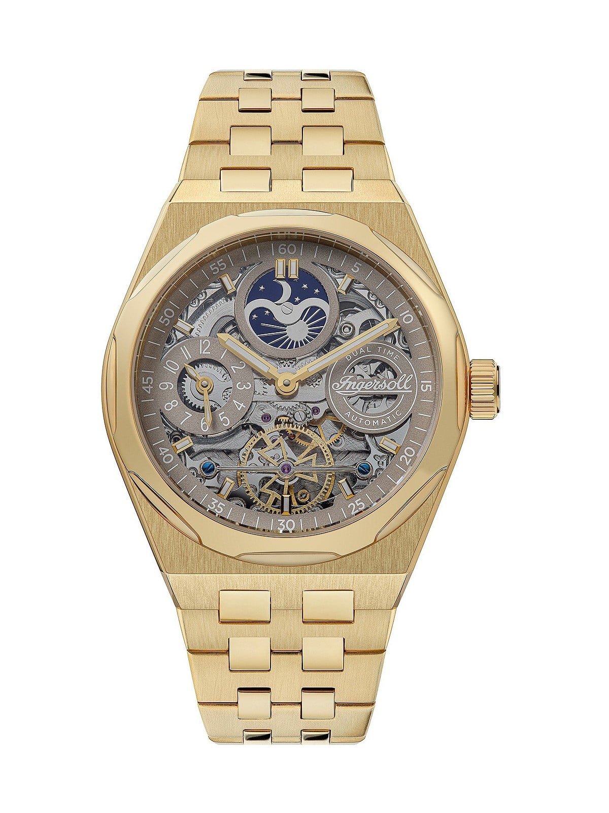 orologio uomo Ingersoll I12902 The Broadway Dual Time Automatic Mens Watch 43mm 5ATM
