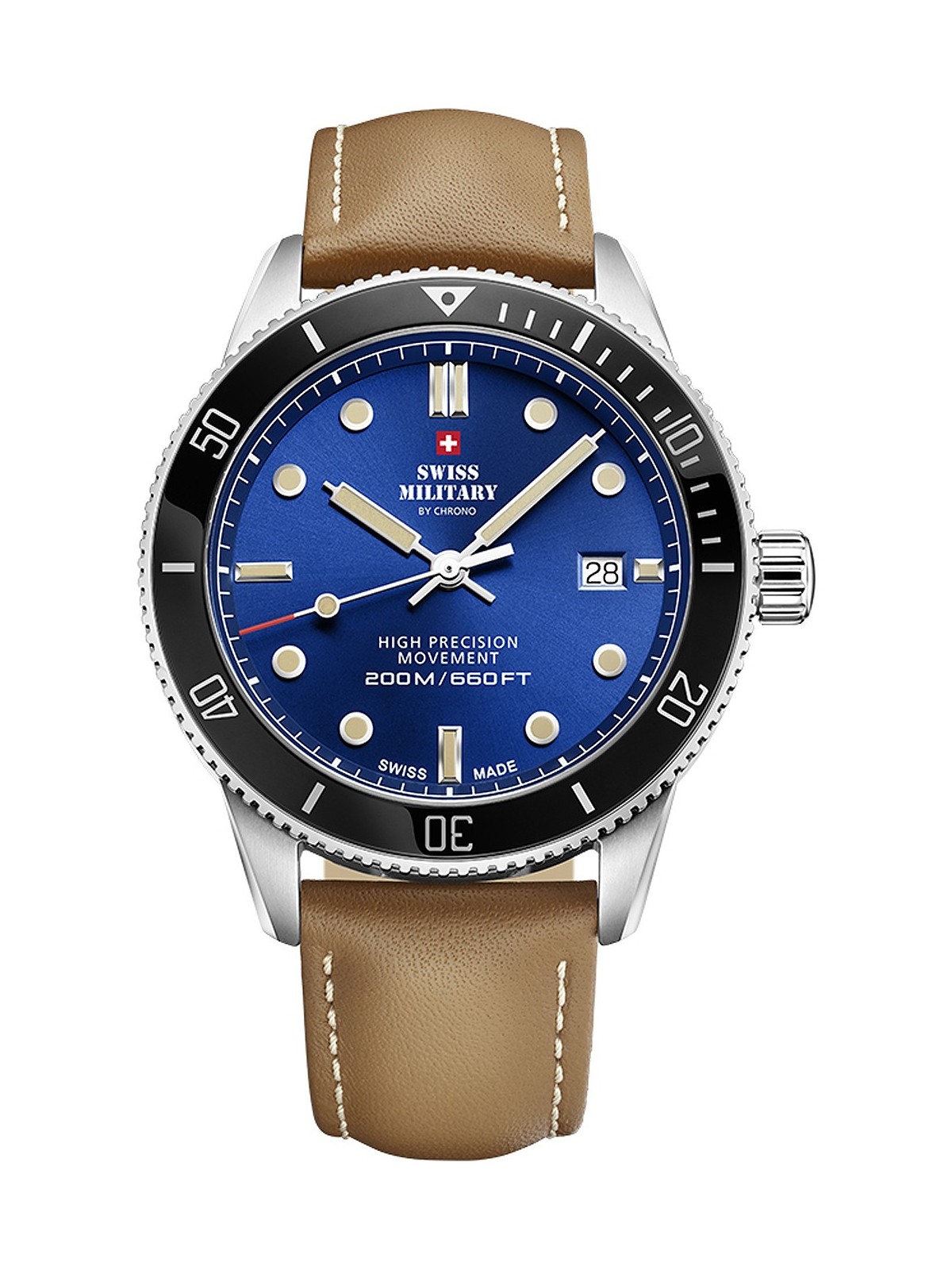 orologio uomo Swiss Military SM34088.05 Diver Quartz Mens Watch 42mm 20ATM