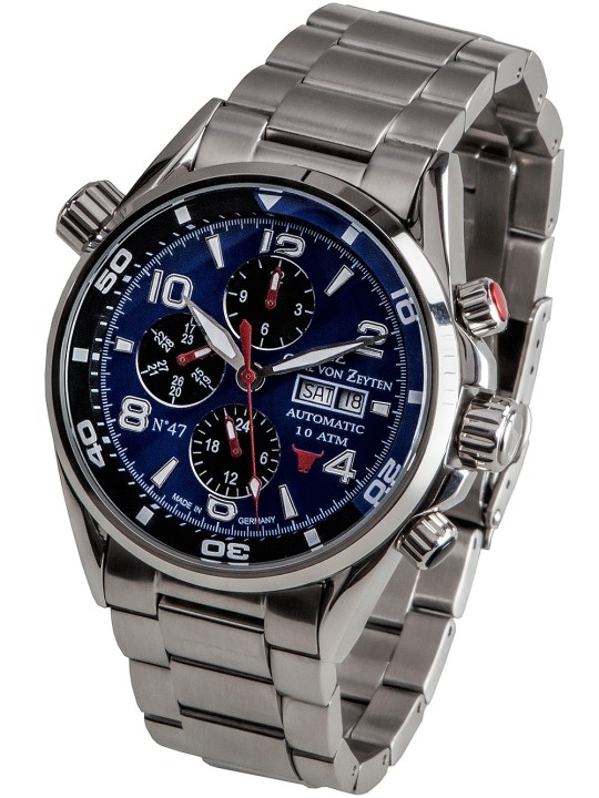 orologio uomo Carl von Zeyten CVZ0047BLMS No. 47 - 45mm 10ATM