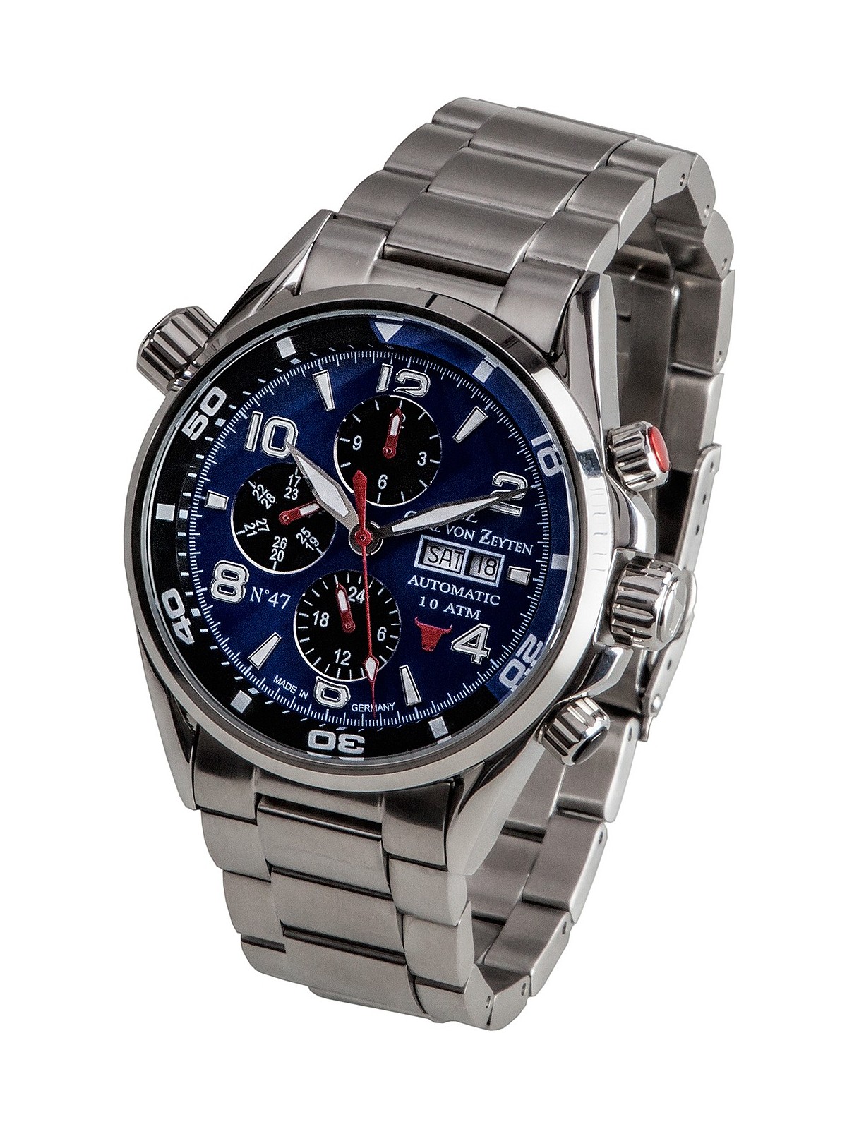orologio uomo Carl von Zeyten CVZ0047BLMS No. 47 - 45mm 10ATM
