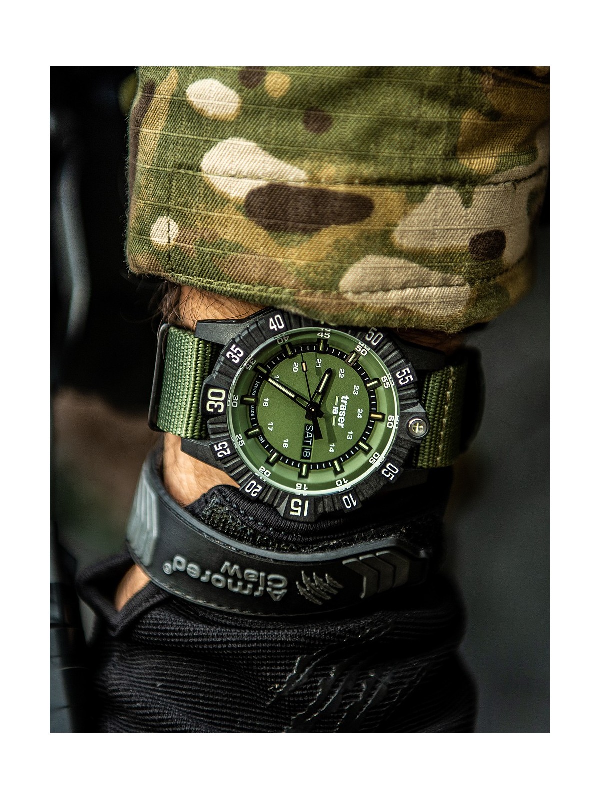 orologio uomo Traser H3 110726 P99 Q Tactical Green 46mm 20ATM