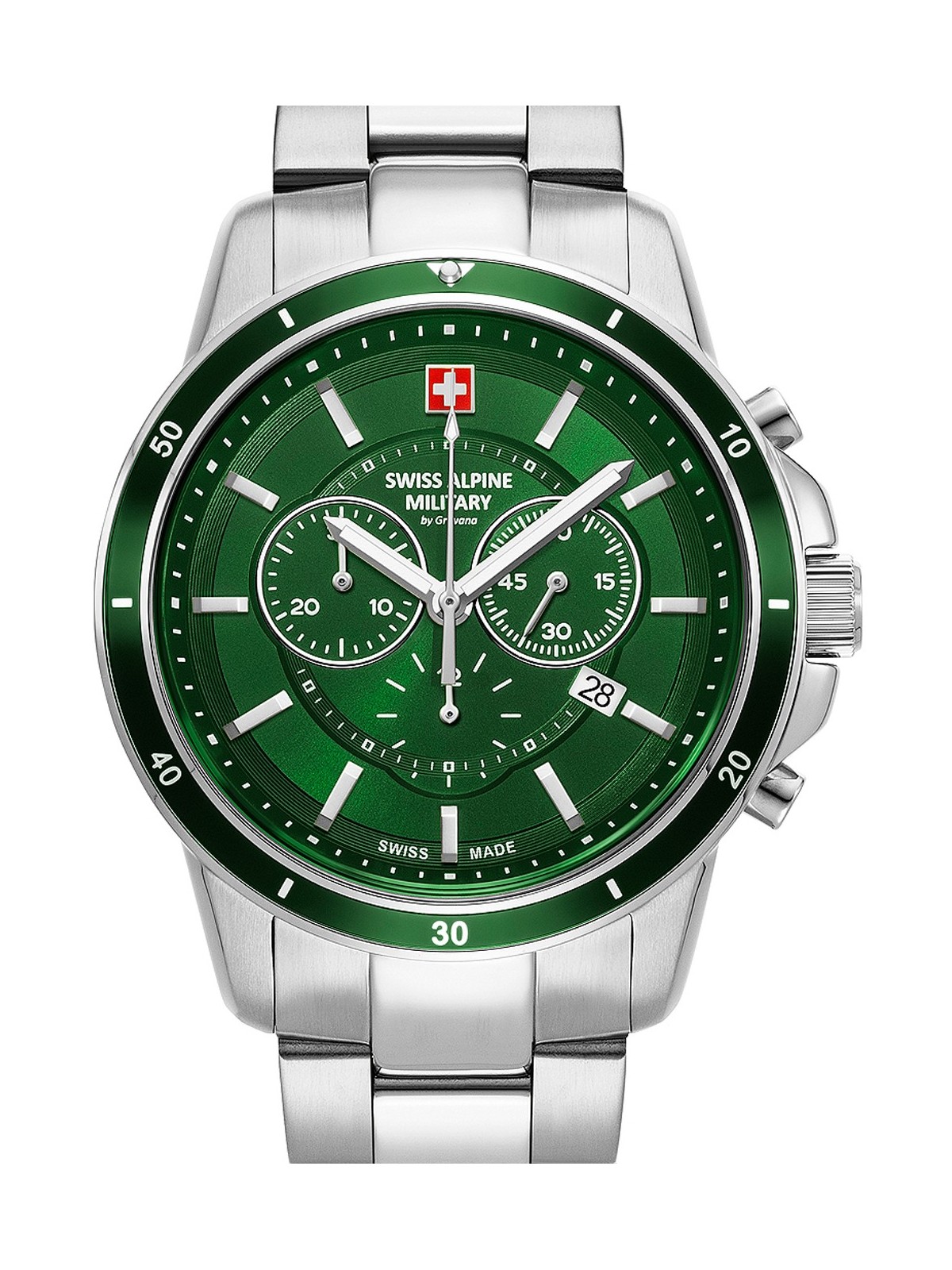 orologio uomo Swiss Alpine Military 7089.9134 Chronograph Mens Watch 44mm 10ATM