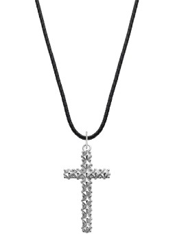 collana uomo Rebel & Rose NL028-S-70 Studded Cross Black Unisex Necklace 70cm