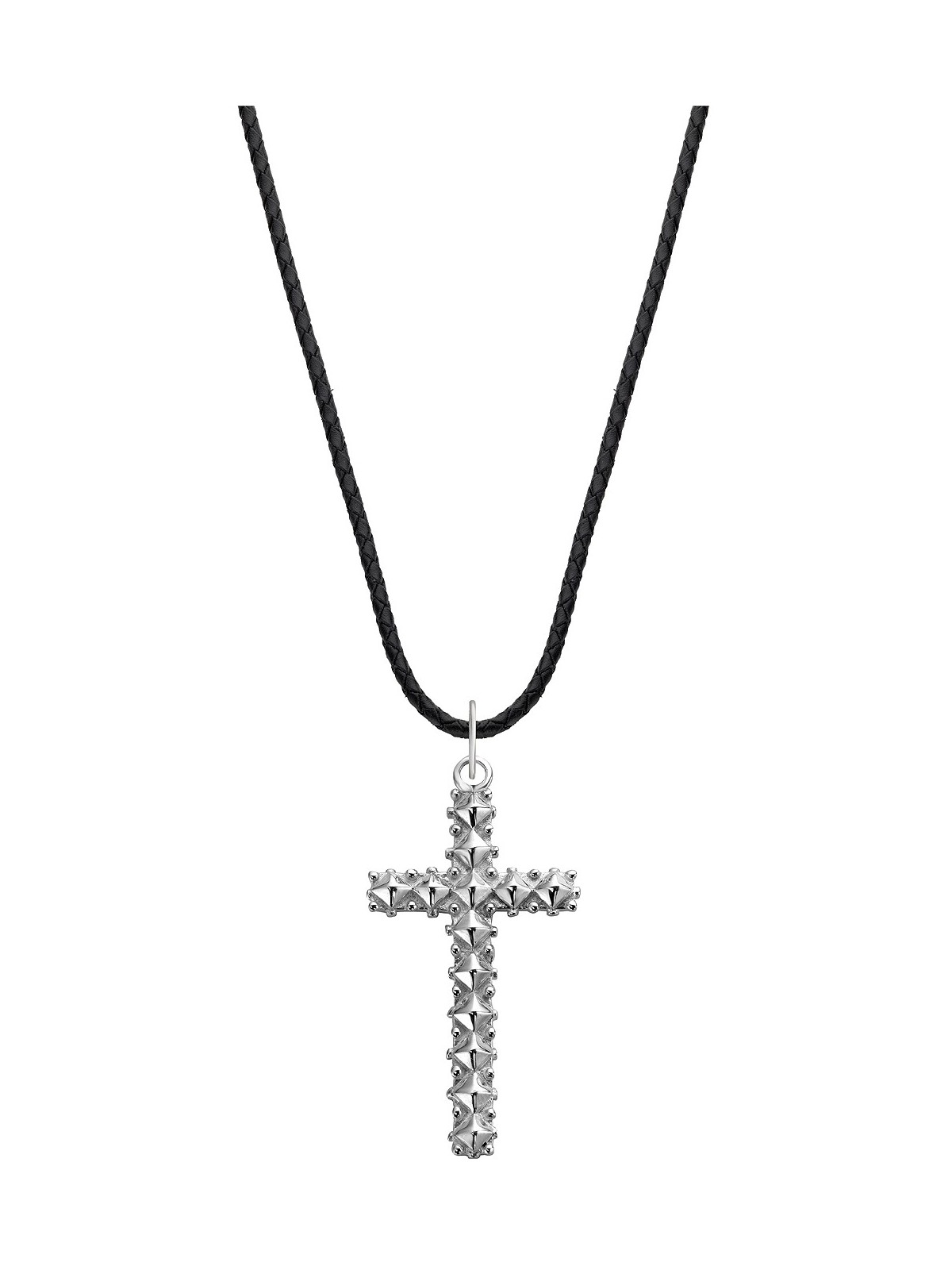 collana uomo Rebel & Rose NL028-S-70 Studded Cross Black Unisex Necklace 70cm