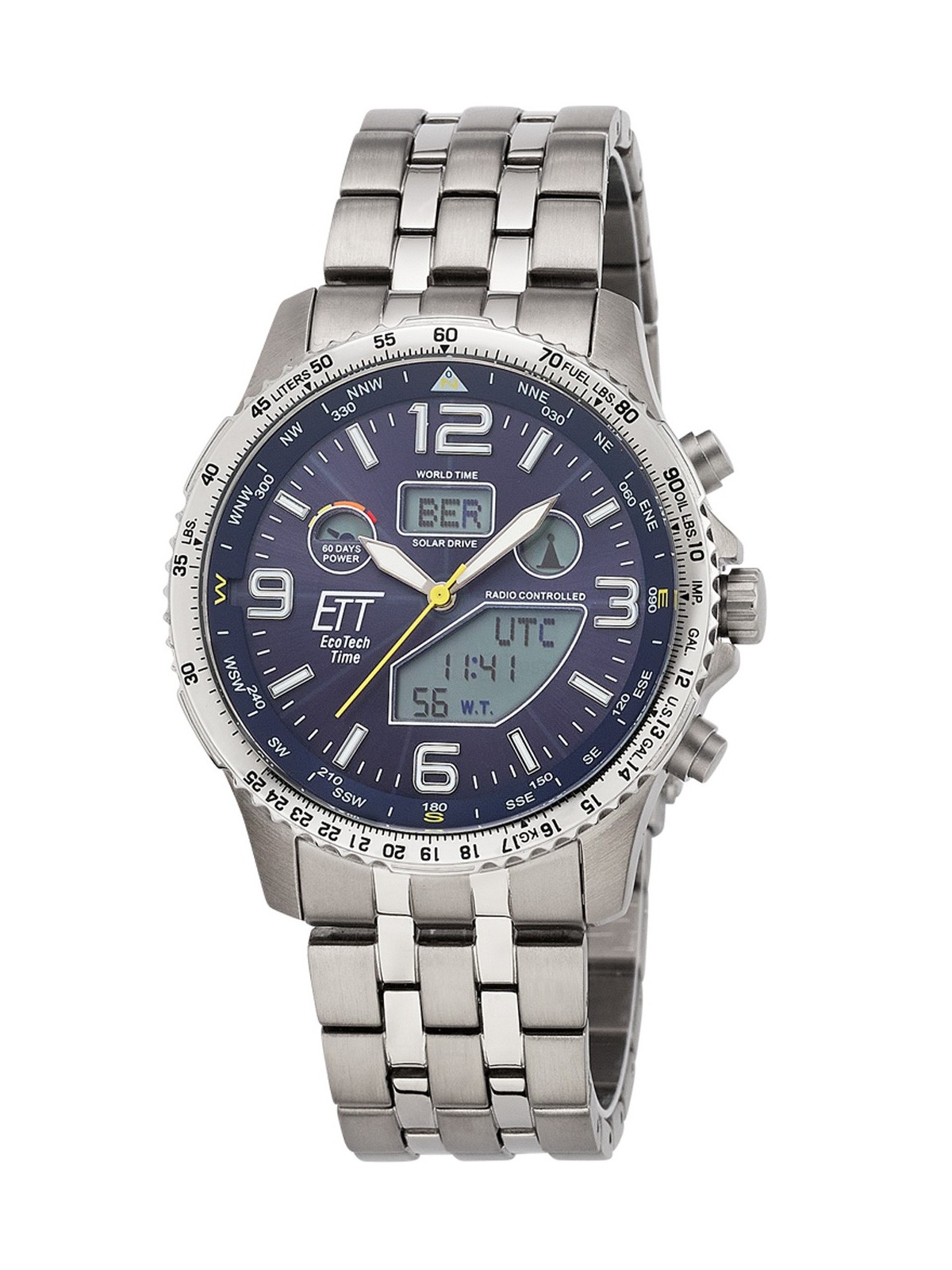 orologio uomo ETT EGT-11575-31M Mens Watch Solar Titan Radio-Controlled 43mm 10ATM