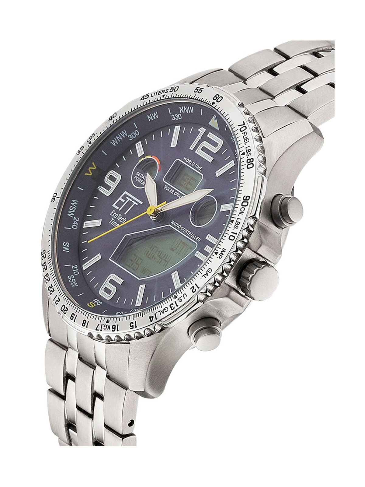orologio uomo ETT EGT-11575-31M Mens Watch Solar Titan Radio-Controlled 43mm 10ATM