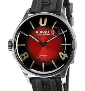 orologio uomo U-Boat 9500 Darkmoon Red SS Soleil Mens Watch 40mm 5ATM