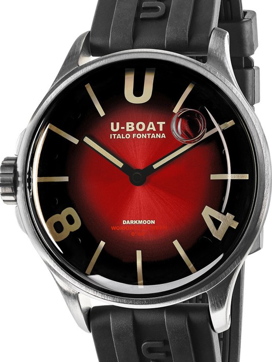 orologio uomo U-Boat 9500 Darkmoon Red SS Soleil Mens Watch 40mm 5ATM
