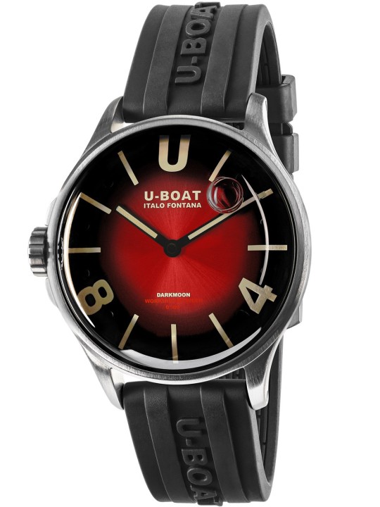 orologio uomo U-Boat 9500 Darkmoon Red SS Soleil Mens Watch 40mm 5ATM
