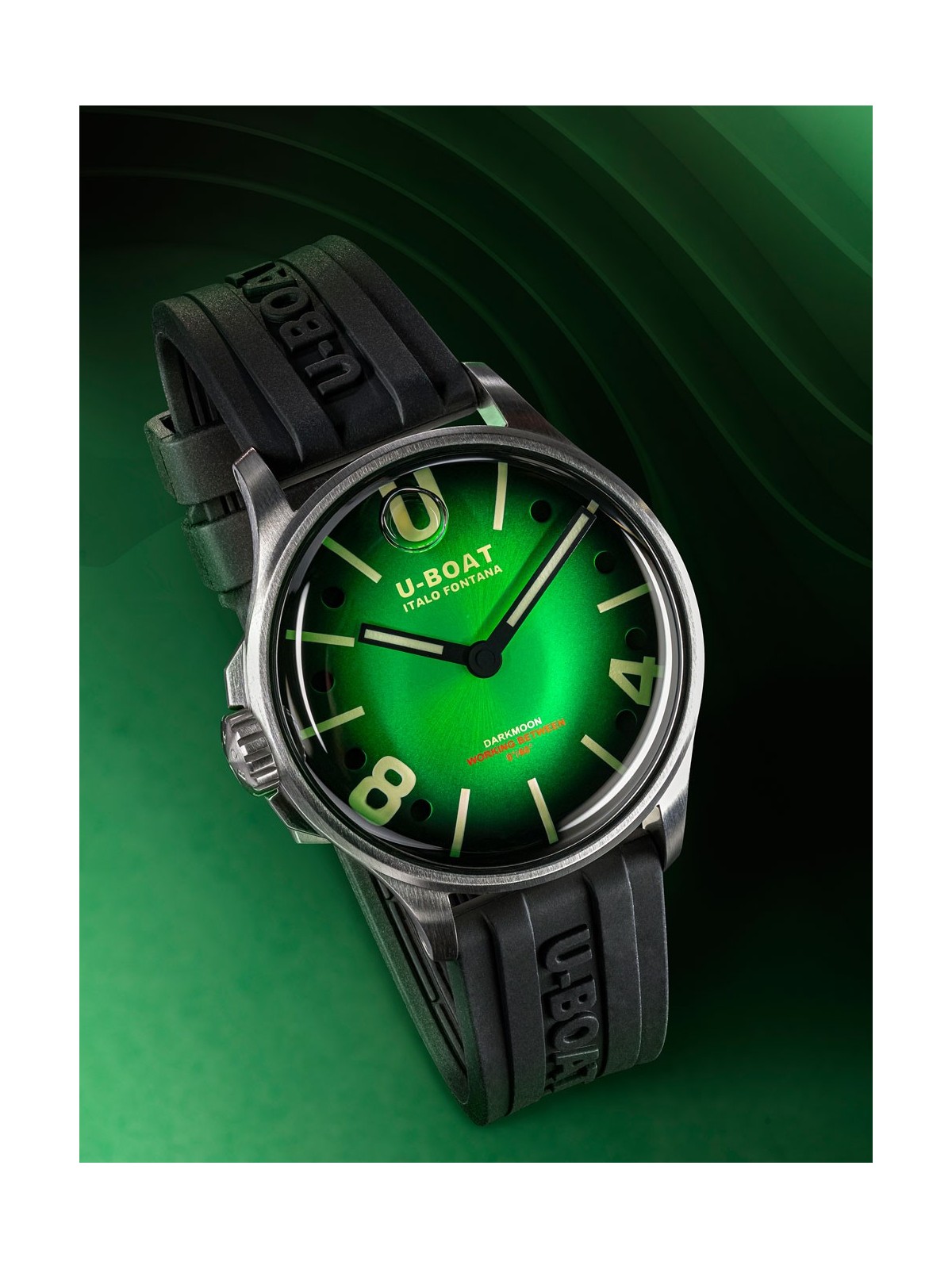 orologio uomo U-Boat 9502/A Darkmoon Green SS Soleil Mens Watch 40mm 5ATM