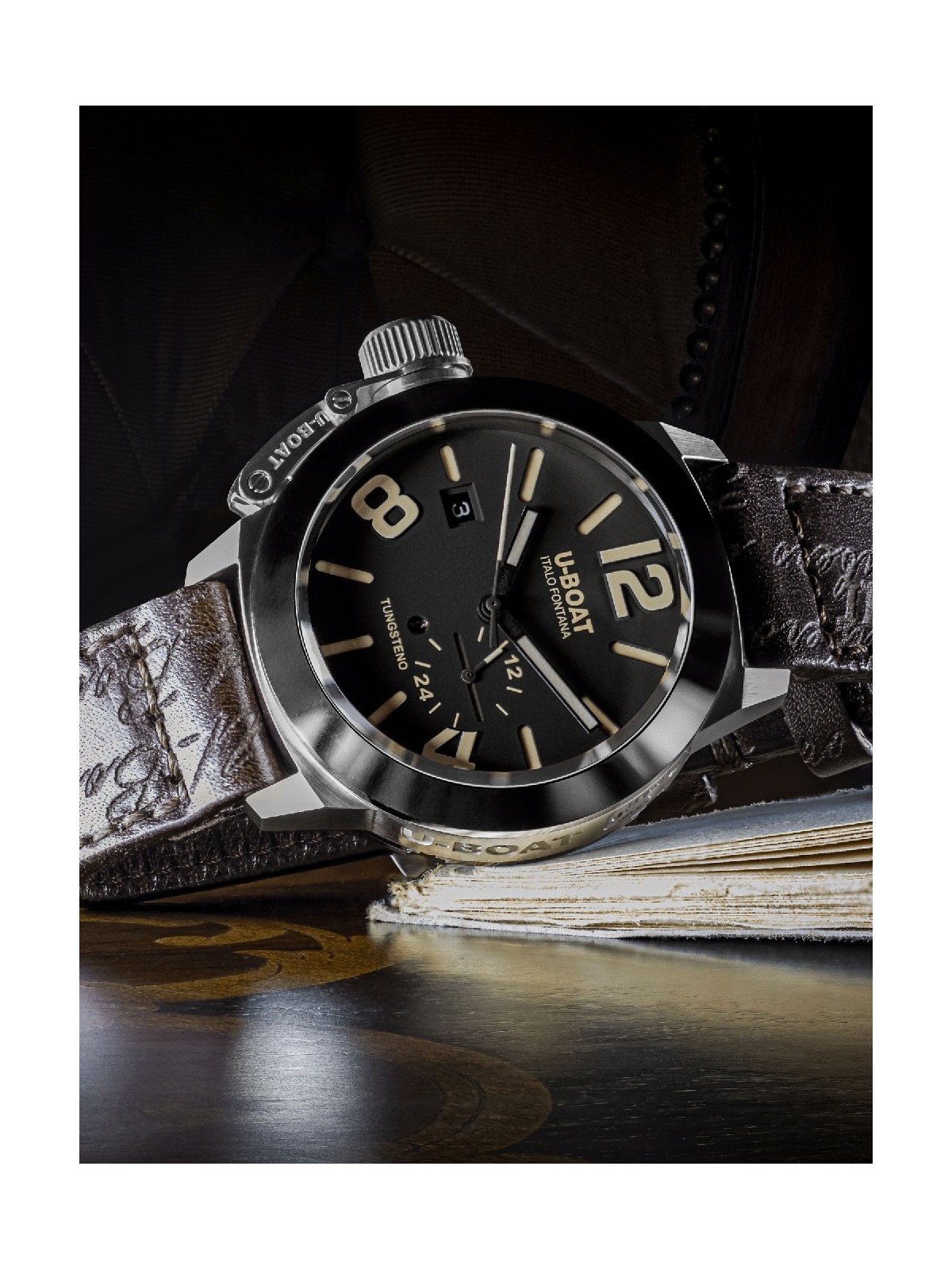 orologio uomo U-Boat 8893 Classico Tungsteno Black Automatic Mens Watch 42mm 10ATM