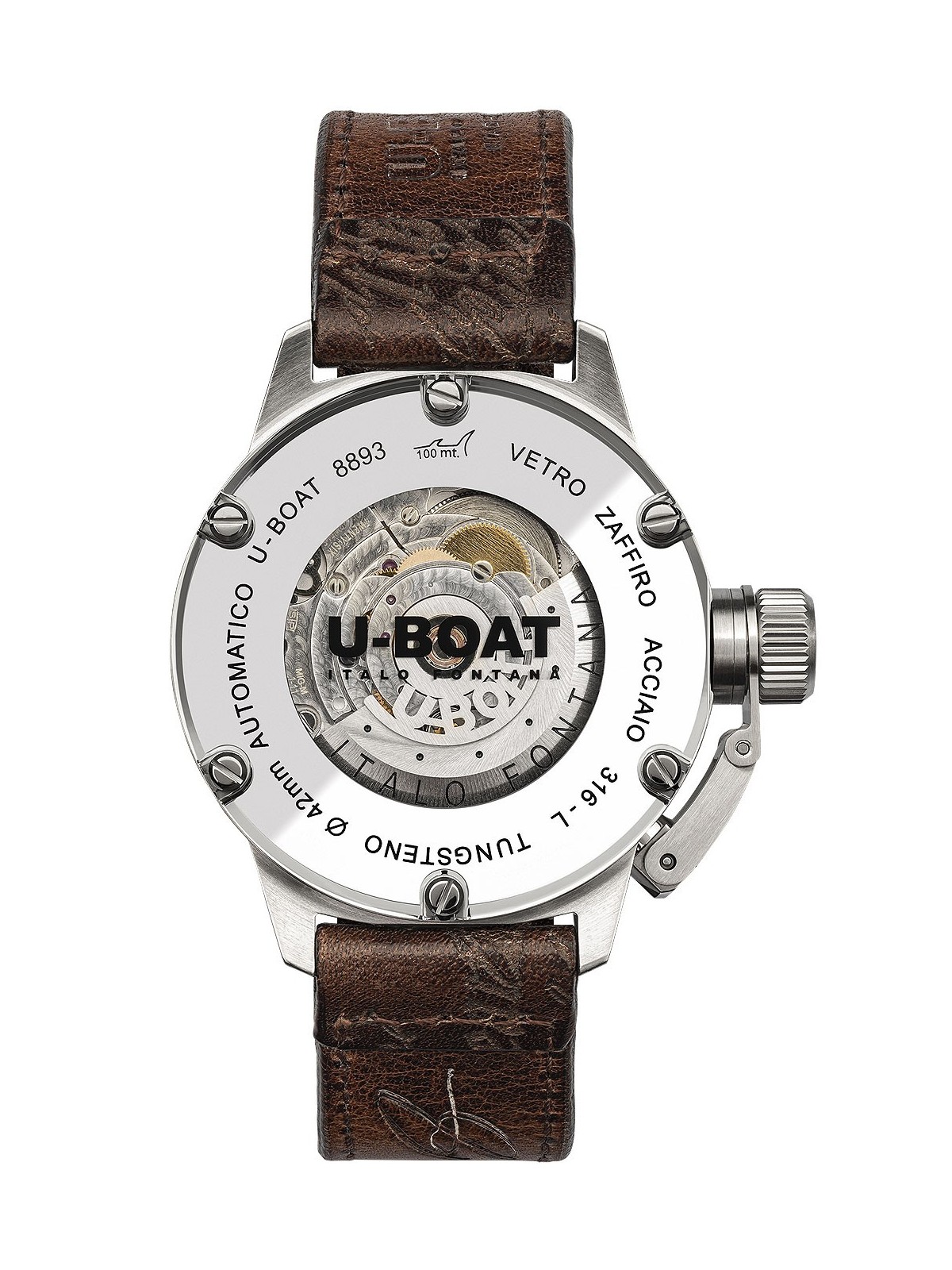 orologio uomo U-Boat 8893 Classico Tungsteno Black Automatic Mens Watch 42mm 10ATM