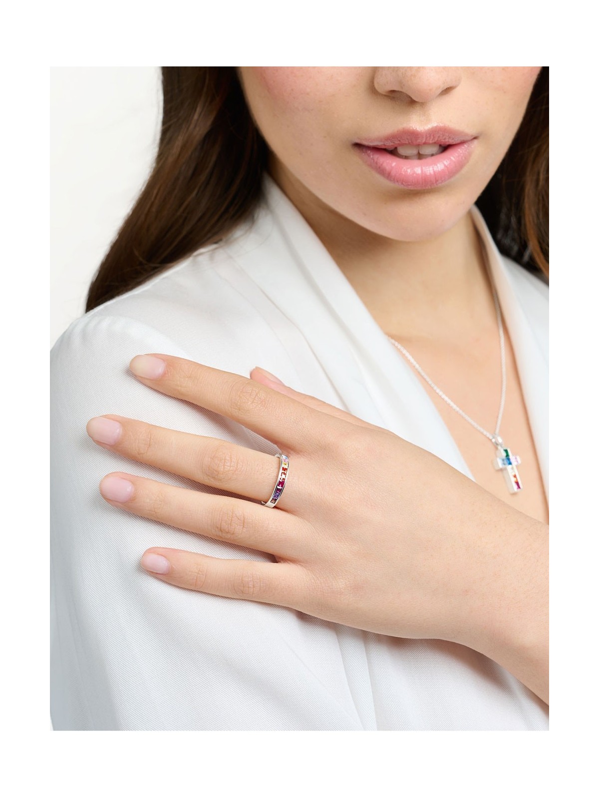 anello donna Thomas Sabo Ladies Ring TR2403-477-7-52 Stone Rainbow size 52