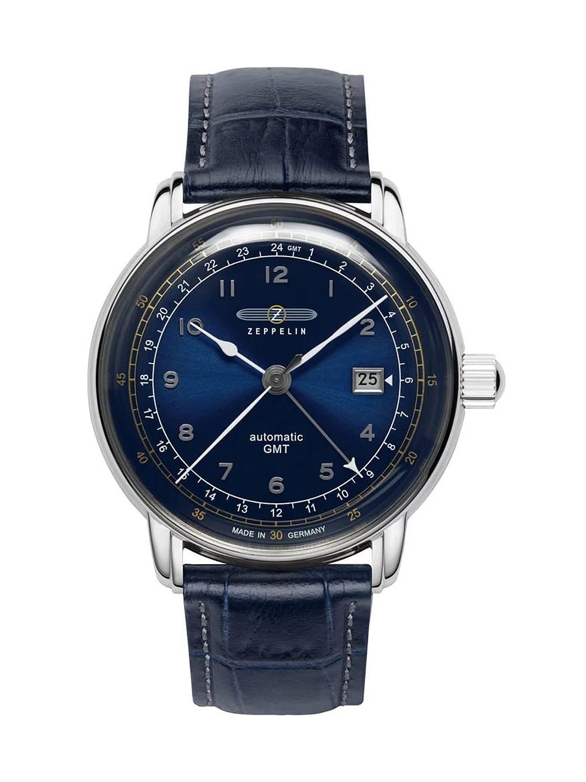 orologio uomo Zeppelin 7668-3 Los Angeles LZ126 Automatic Mens Watch GMT 43mm 5ATM