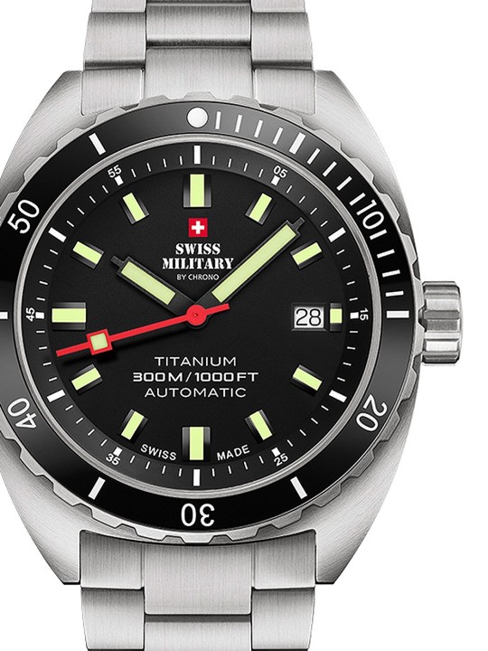 orologio uomo Swiss Military SMA34100.01 Diver Titanium Automatic Mens Watch 42mm 30ATM