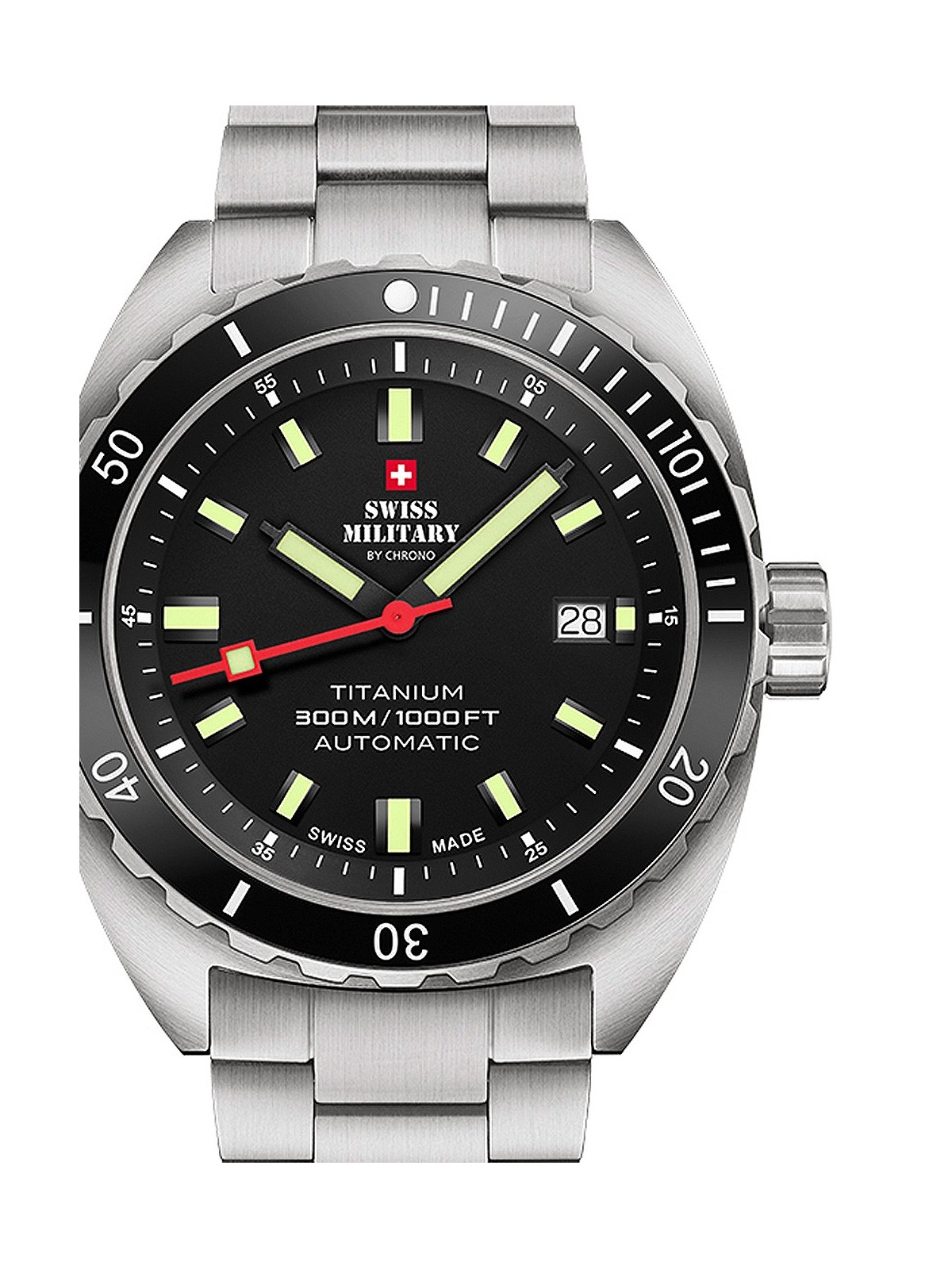 orologio uomo Swiss Military SMA34100.01 Diver Titanium Automatic Mens Watch 42mm 30ATM