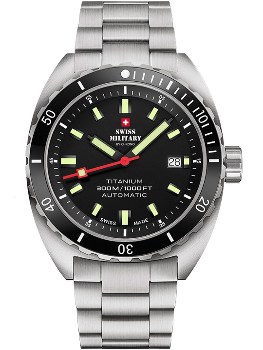 orologio uomo Swiss Military SMA34100.01 Diver Titanium Automatic Mens Watch 42mm 30ATM