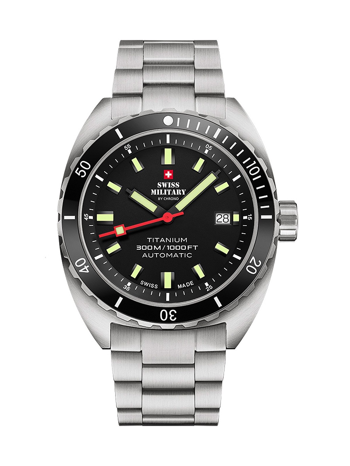 orologio uomo Swiss Military SMA34100.01 Diver Titanium Automatic Mens Watch 42mm 30ATM