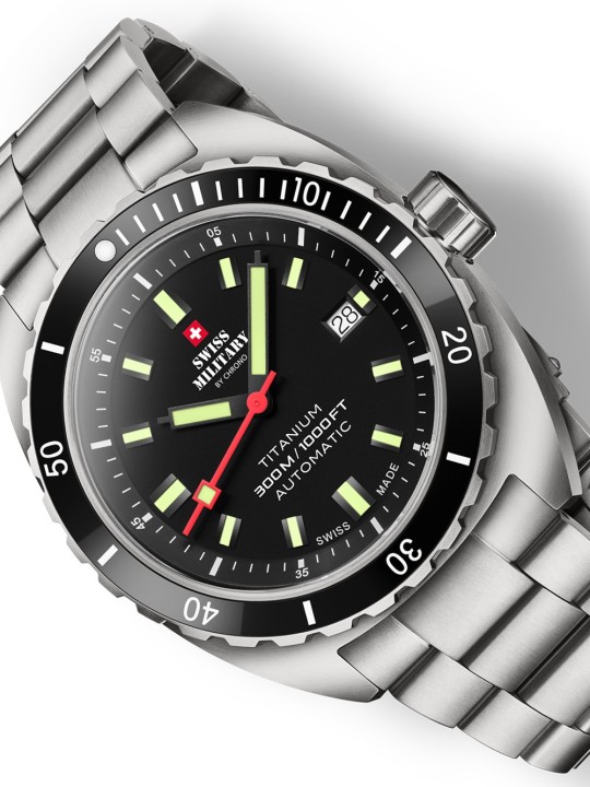 orologio uomo Swiss Military SMA34100.01 Diver Titanium Automatic Mens Watch 42mm 30ATM