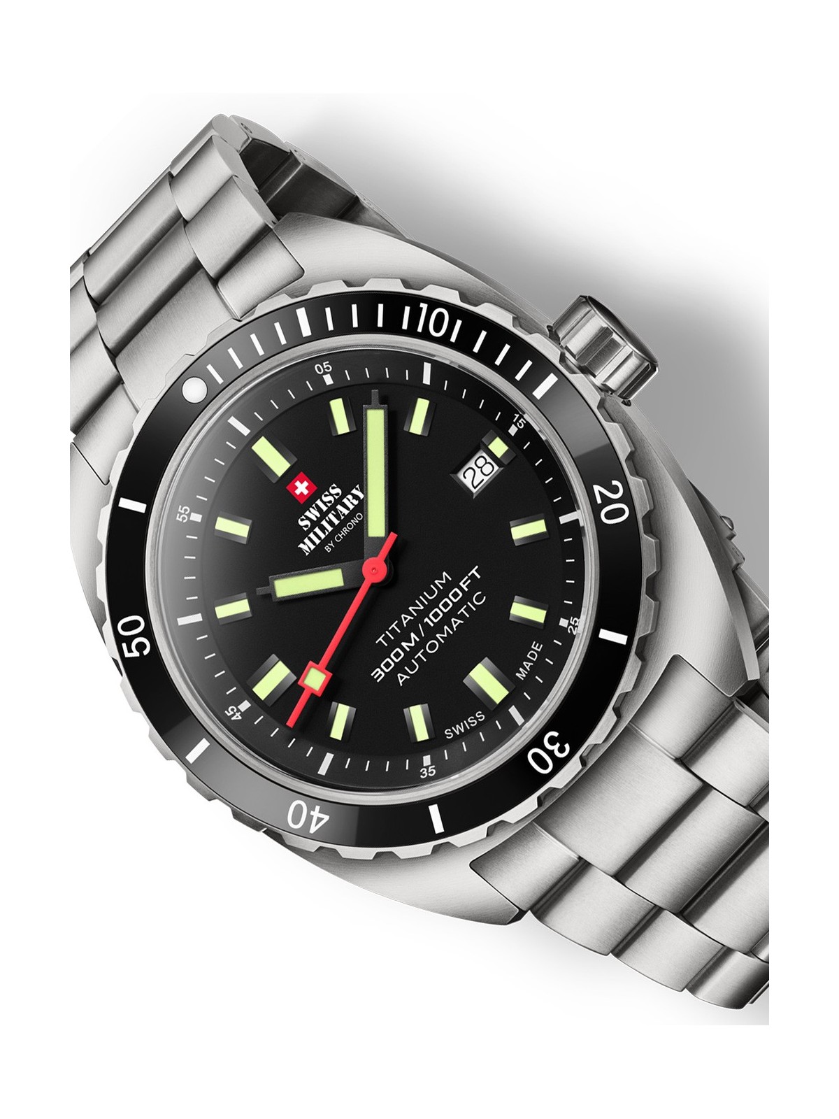 orologio uomo Swiss Military SMA34100.01 Diver Titanium Automatic Mens Watch 42mm 30ATM