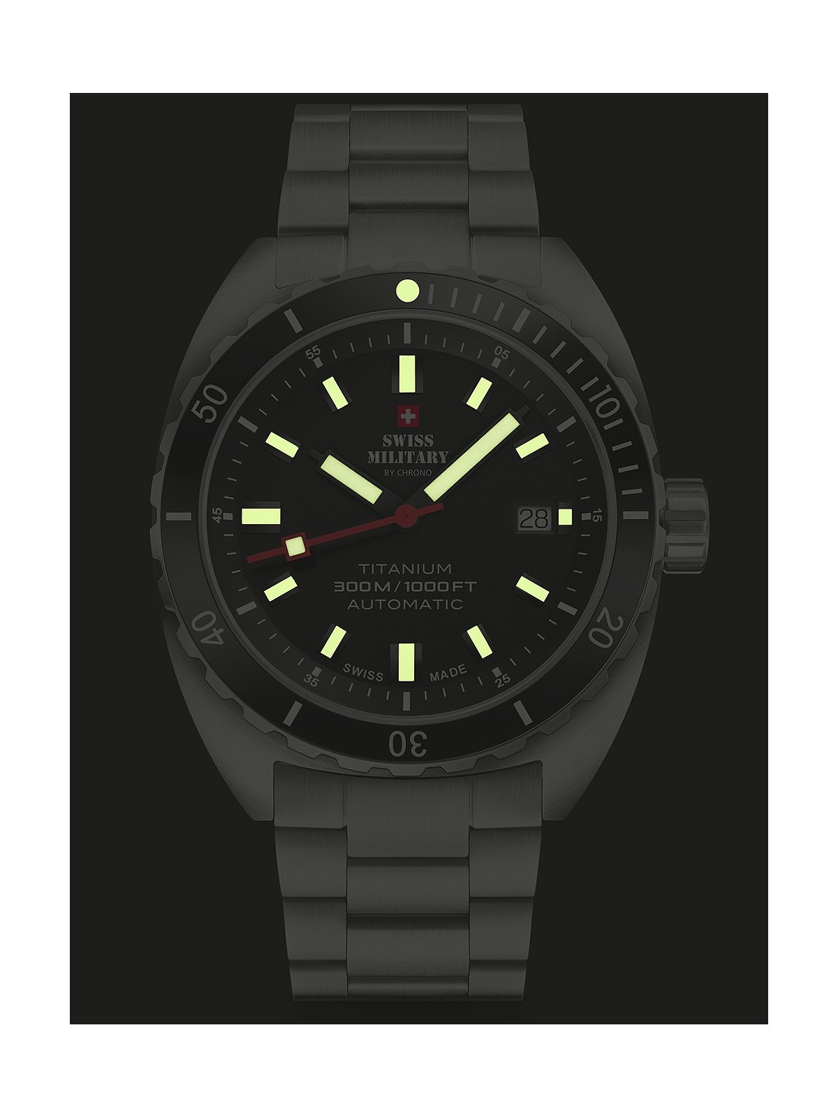 orologio uomo Swiss Military SMA34100.01 Diver Titanium Automatic Mens Watch 42mm 30ATM