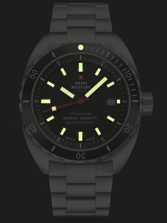 orologio uomo Swiss Military SMA34100.02 Diver Titanium Automatic Mens Watch 42mm 30ATM