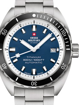 orologio uomo Swiss Military SMA34100.03 Diver Titanium Automatic Mens Watch 42mm 30ATM