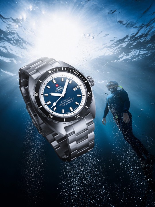 orologio uomo Swiss Military SMA34100.03 Diver Titanium Automatic Mens Watch 42mm 30ATM