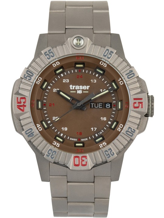 orologio uomo Traser H3 110668 Tactical Brown Titan Mens Watch 46mm 20ATM