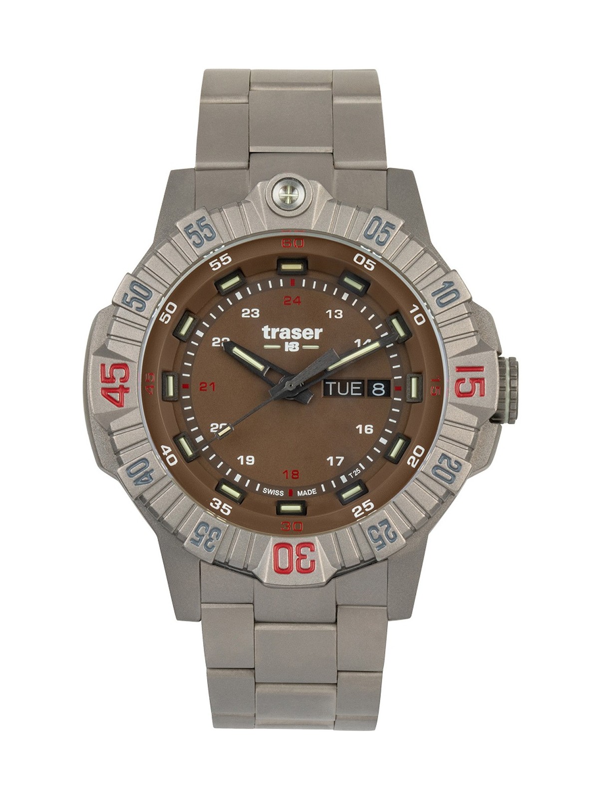 orologio uomo Traser H3 110668 Tactical Brown Titan Mens Watch 46mm 20ATM