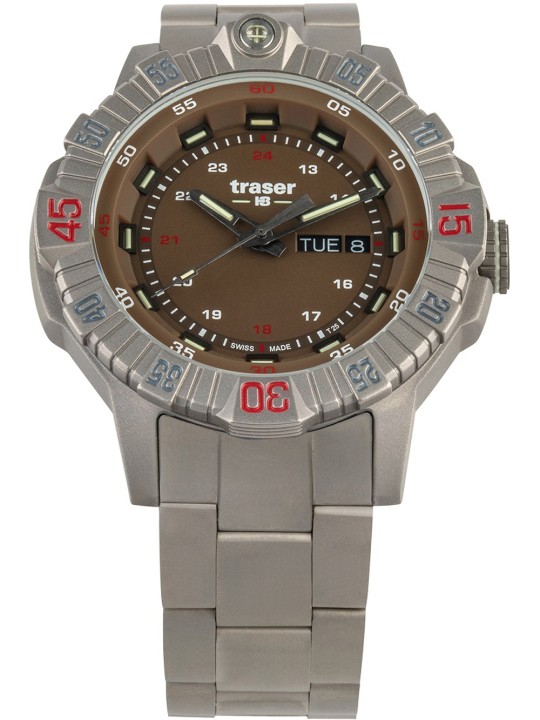 orologio uomo Traser H3 110668 Tactical Brown Titan Mens Watch 46mm 20ATM