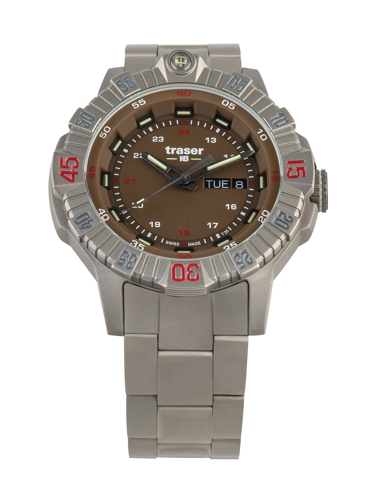 orologio uomo Traser H3 110668 Tactical Brown Titan Mens Watch 46mm 20ATM