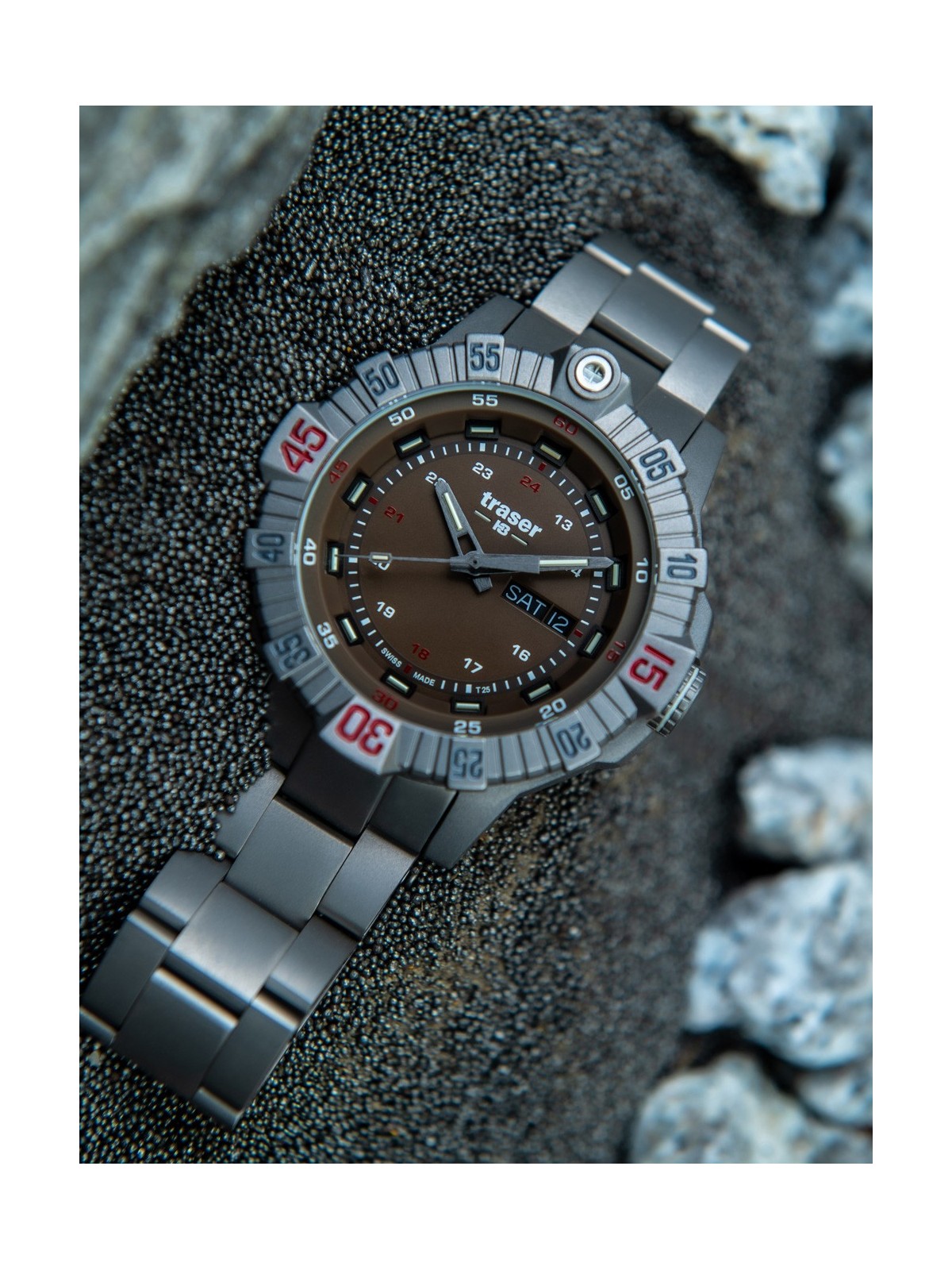 orologio uomo Traser H3 110668 Tactical Brown Titan Mens Watch 46mm 20ATM