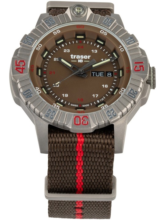 orologio uomo Traser H3 110669 Tactical Brown Titan Mens Watch 46mm 20ATM