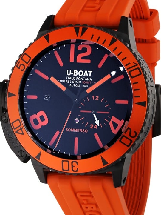 orologio uomo U-Boat 9543 Sommerso Orange IPB Automatic Mens Watch 46mm 30ATM