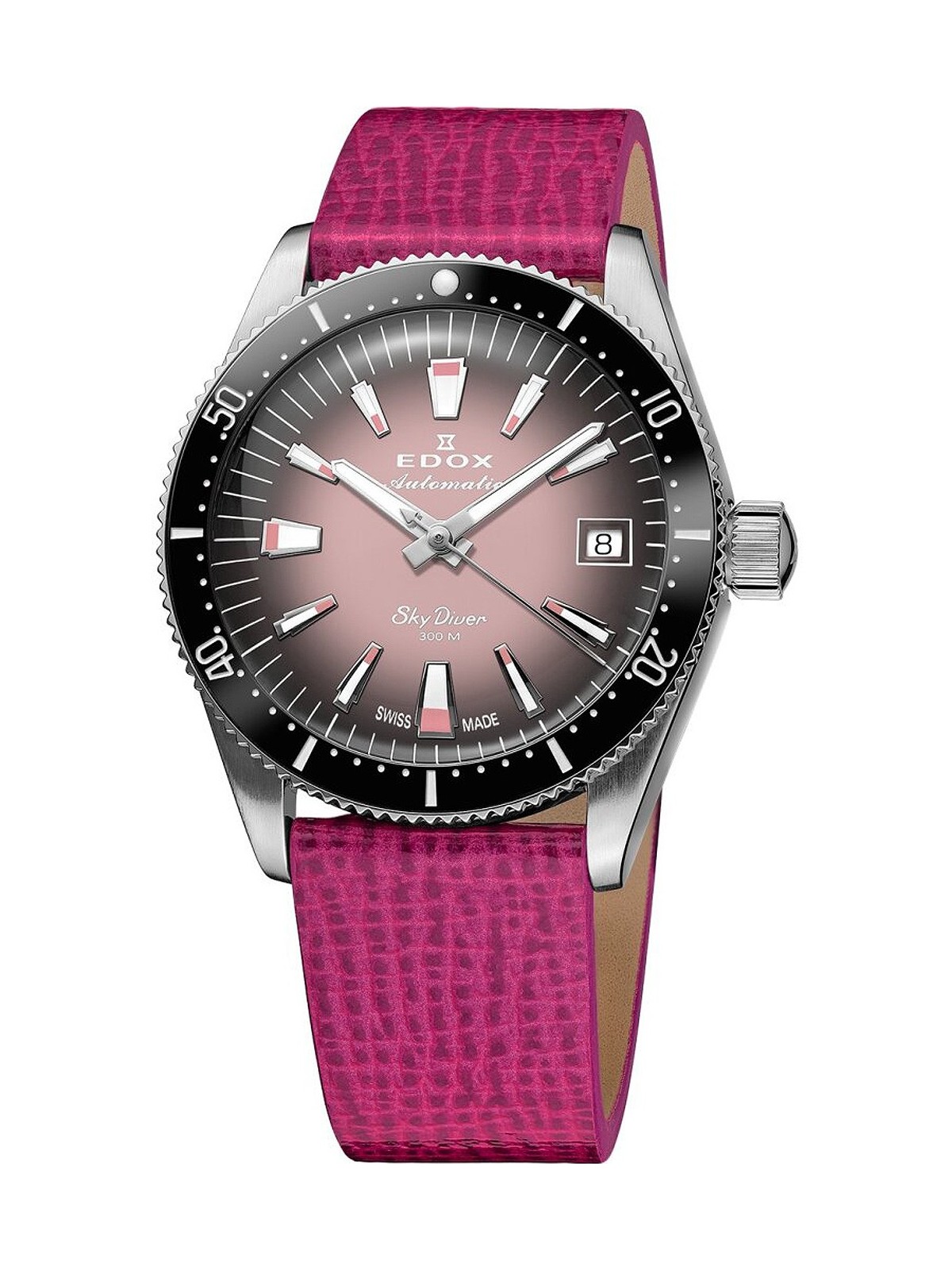 orologio donna Edox 80131-3NC-NDRO Skydiver Automatic + 2nd strap Ladies Watch 38mm 30ATM