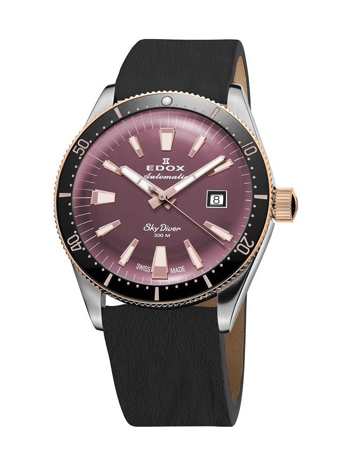 orologio donna Edox 80131-357RNRC-VIO Skydiver Automatic + 2nd strap Ladies Watch 38mm 30ATM