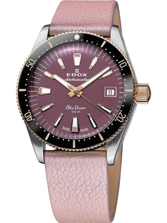 orologio donna Edox 80131-357RNRC-VIO Skydiver Automatic + 2nd strap Ladies Watch 38mm 30ATM