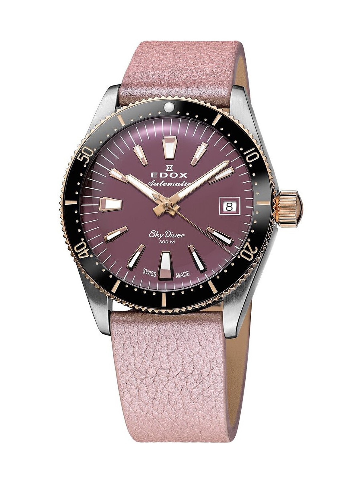 orologio donna Edox 80131-357RNRC-VIO Skydiver Automatic + 2nd strap Ladies Watch 38mm 30ATM