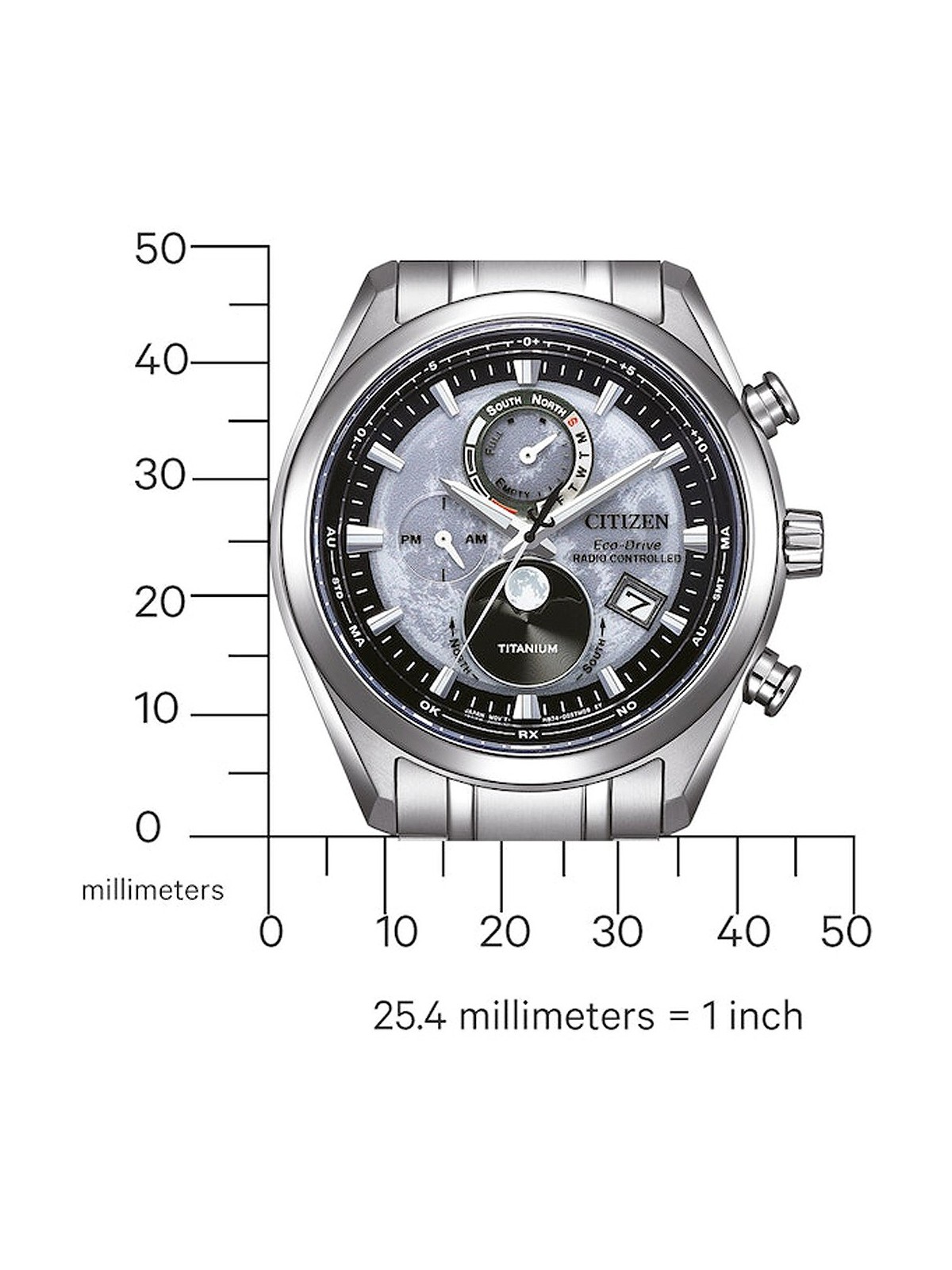 orologio uomo Citizen BY1010-81H Eco-Drive Moon Phase Titanium Radio Contr. Mens Watch
