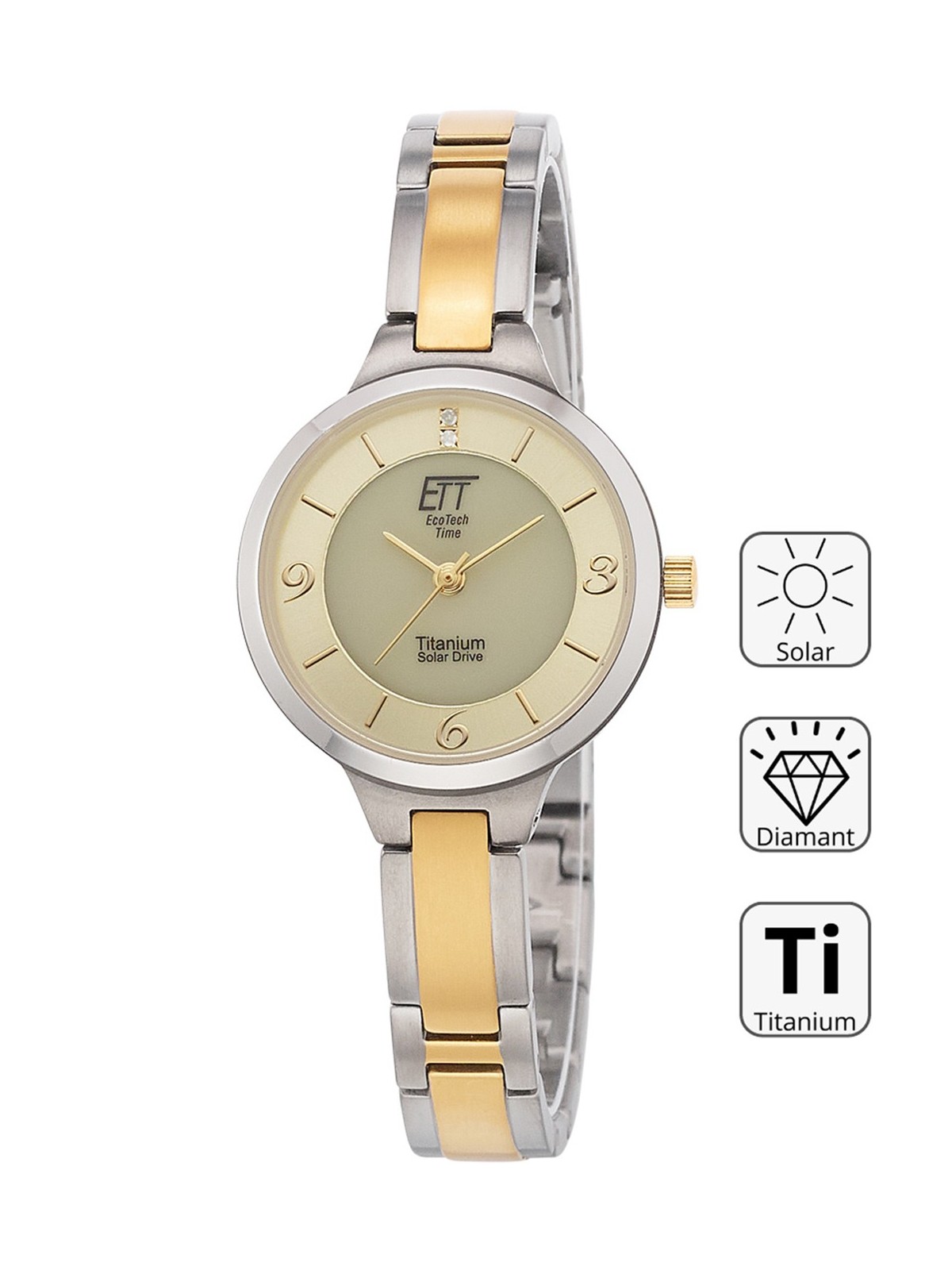 orologio donna ETT ELS-12148-61M Diamond Lady Solar Drive Titan Ladies Watch 28mm 5ATM