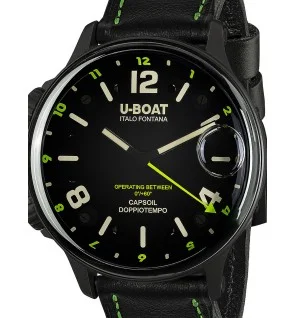 orologio uomo U-Boat 9675 Capsoil Doppiotempo DLC GMT Mens Watch 55mm 10ATM