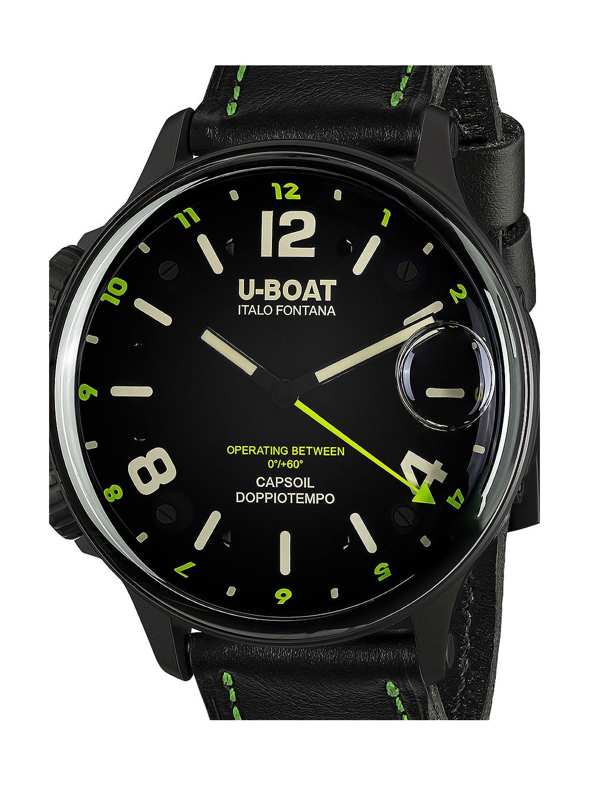 orologio uomo U-Boat 9675 Capsoil Doppiotempo DLC GMT Mens Watch 55mm 10ATM