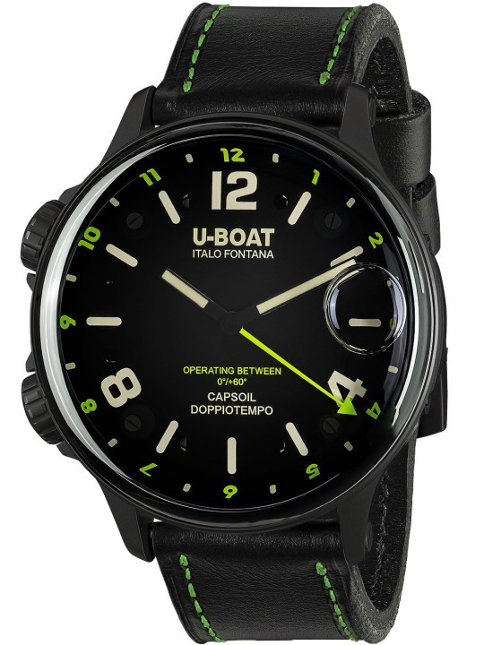 orologio uomo U-Boat 9675 Capsoil Doppiotempo DLC GMT Mens Watch 55mm 10ATM
