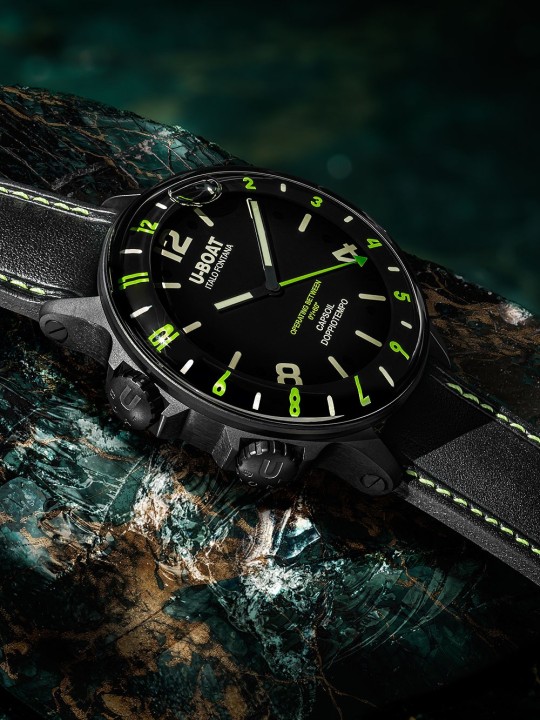 orologio uomo U-Boat 9675 Capsoil Doppiotempo DLC GMT Mens Watch 55mm 10ATM