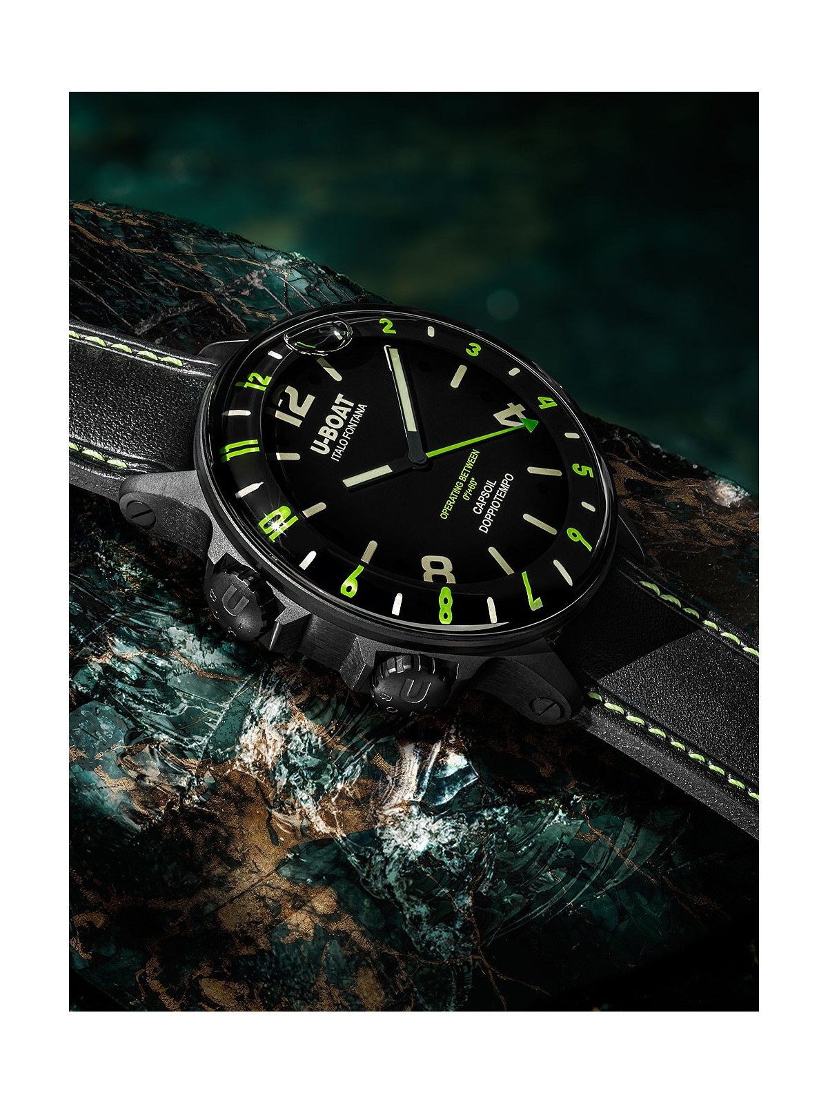 orologio uomo U-Boat 9675 Capsoil Doppiotempo DLC GMT Mens Watch 55mm 10ATM
