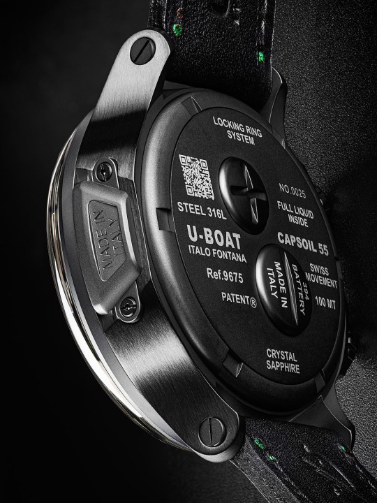 orologio uomo U-Boat 9675 Capsoil Doppiotempo DLC GMT Mens Watch 55mm 10ATM