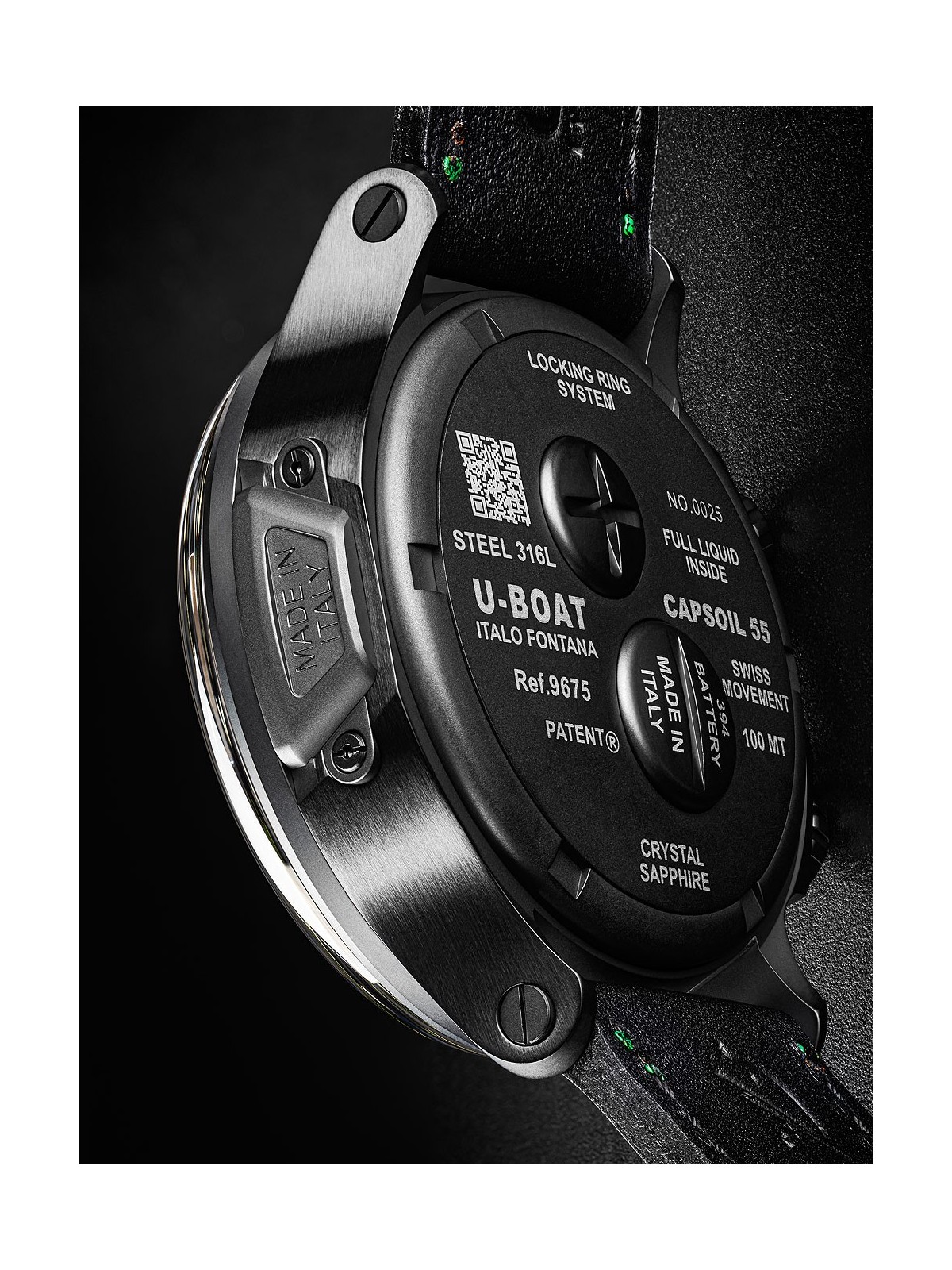 orologio uomo U-Boat 9675 Capsoil Doppiotempo DLC GMT Mens Watch 55mm 10ATM