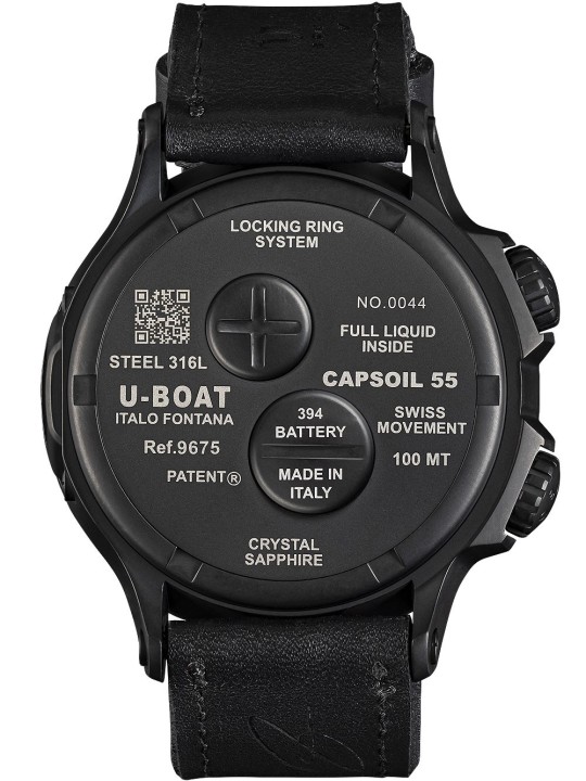 orologio uomo U-Boat 9675 Capsoil Doppiotempo DLC GMT Mens Watch 55mm 10ATM