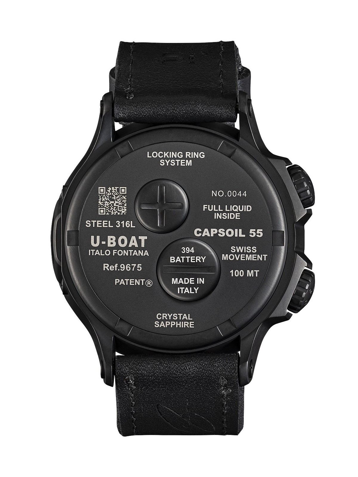 orologio uomo U-Boat 9675 Capsoil Doppiotempo DLC GMT Mens Watch 55mm 10ATM